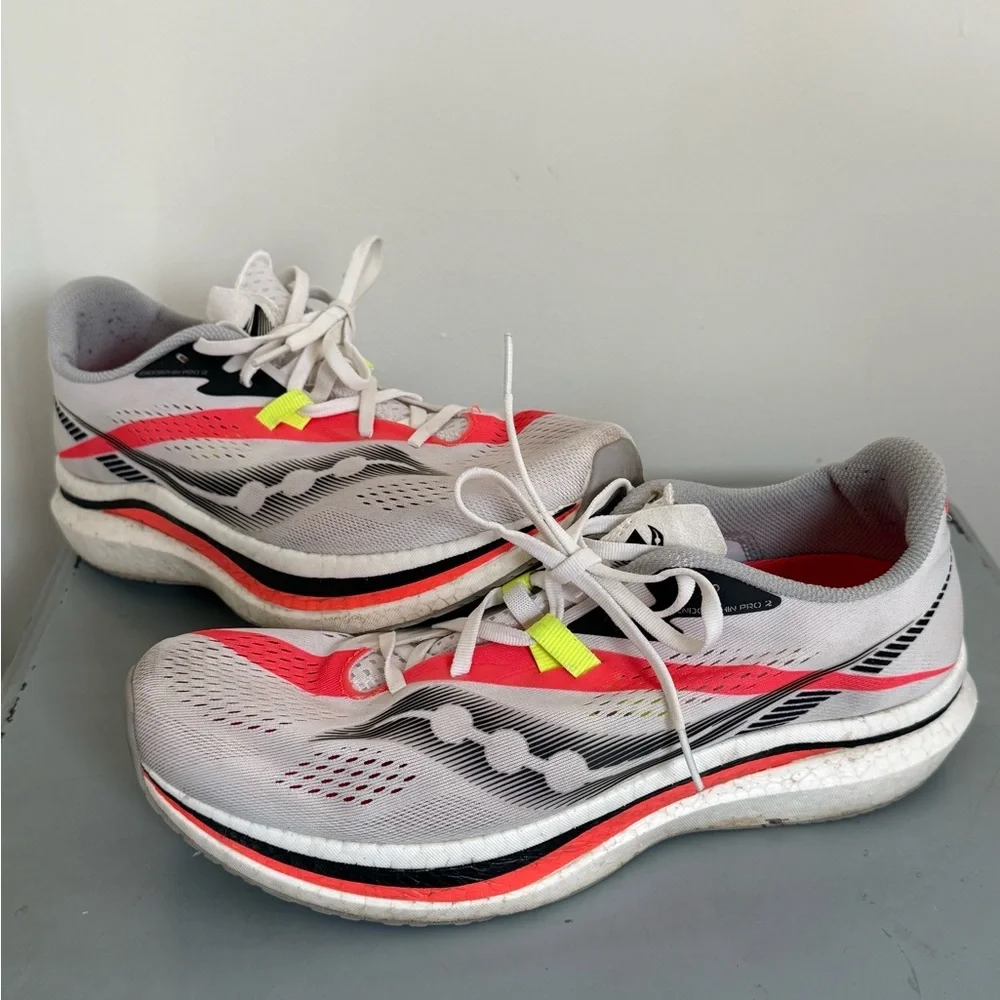 Saucony Endorphin Pro 2 Men’s Running Shoes Sneakers White in Hot Streak 11.5 - Picture 4 of 12